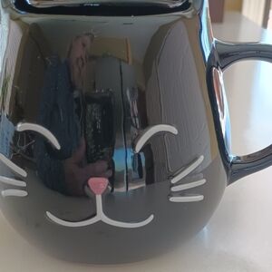 Cost Plus World Market Black Cat Ceramic Mug with Pink Nose